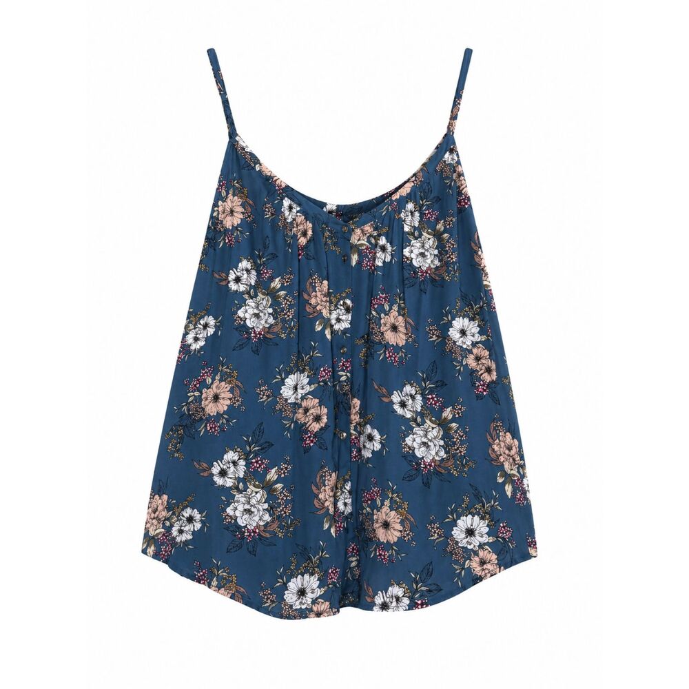 TORRID FLORAL PRINT BUTTON FRONT GEORGETTE SEMI-SHEER SWING TANK SIZE 6X